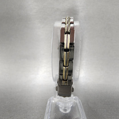 Seiko Solar Tank Watch Women 15mm White Dial Two Tone Rectangle V1160ah0 Runs7