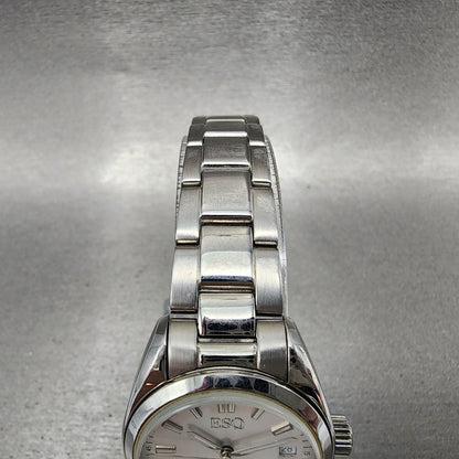 ESQ Watch Women 27mm Silver Dial Stainless Steel Date Round New Batt6