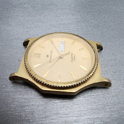 Hamilton Watch Men 32mm Gold Dial Gold Tone Daydate READ!!! 9978 New Batt3