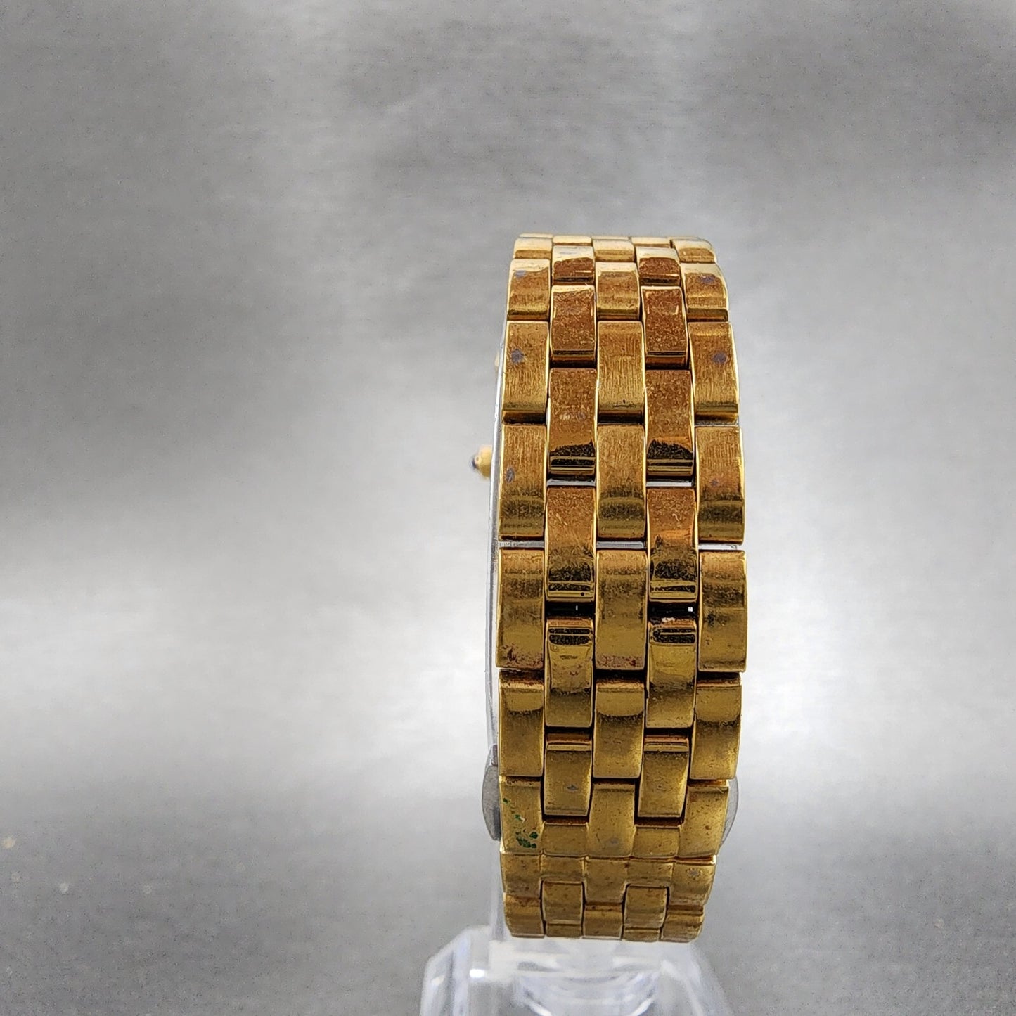 Tourneau Tank Watch Women 22mm Black Dial Gold Tone Rectangle READ New Battery7