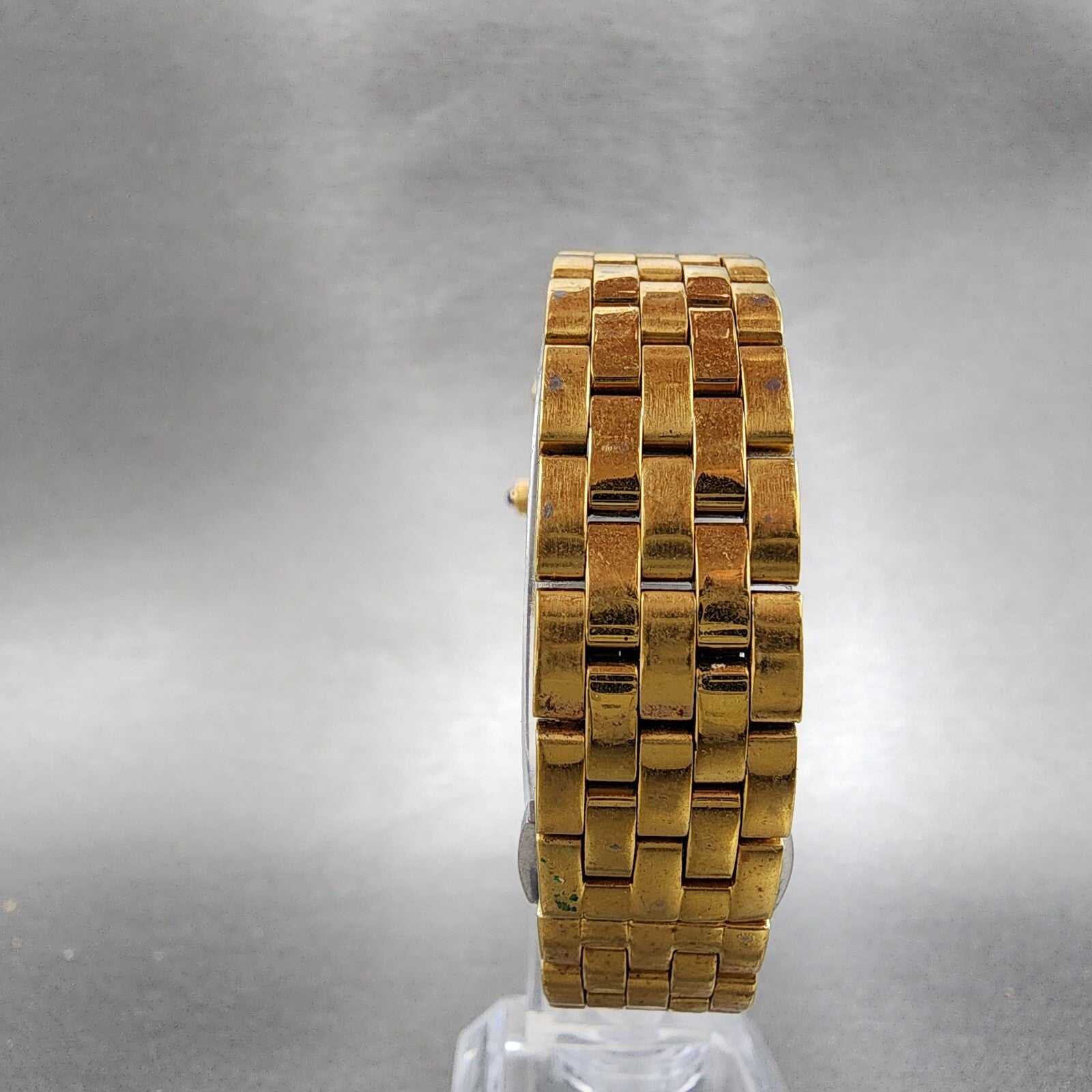 Tourneau Tank Watch Women 22mm Black Dial Gold Tone Rectangle READ New Battery7