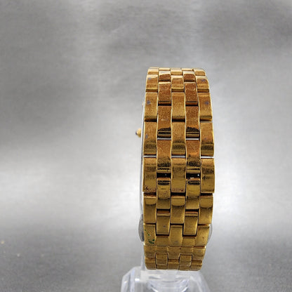 Tourneau Tank Watch Women 22mm Black Dial Gold Tone Rectangle READ New Battery7