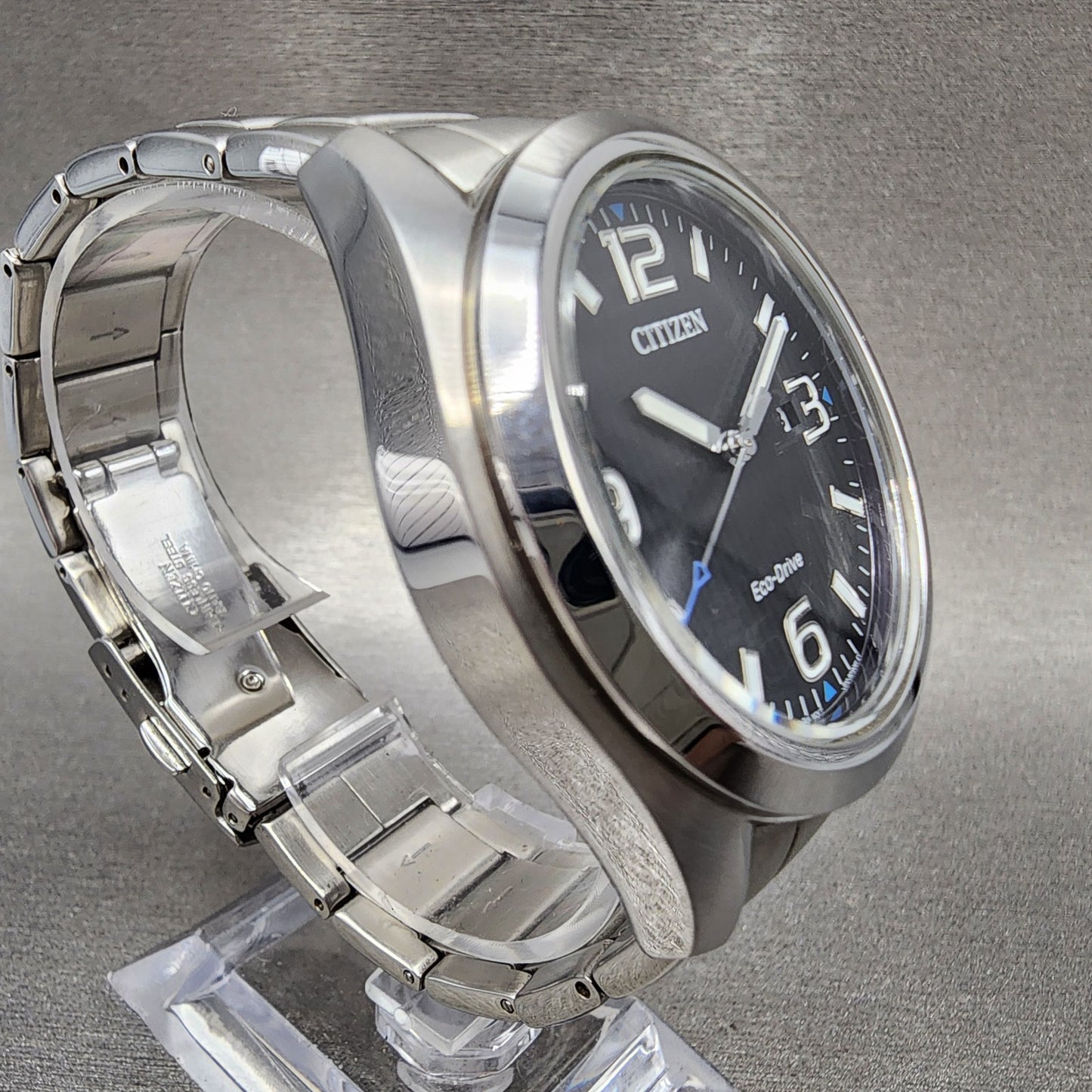 Citizen EcoDrive Watch Men 43mm Black Dial Silver Tone Date J810R006961 Runs5