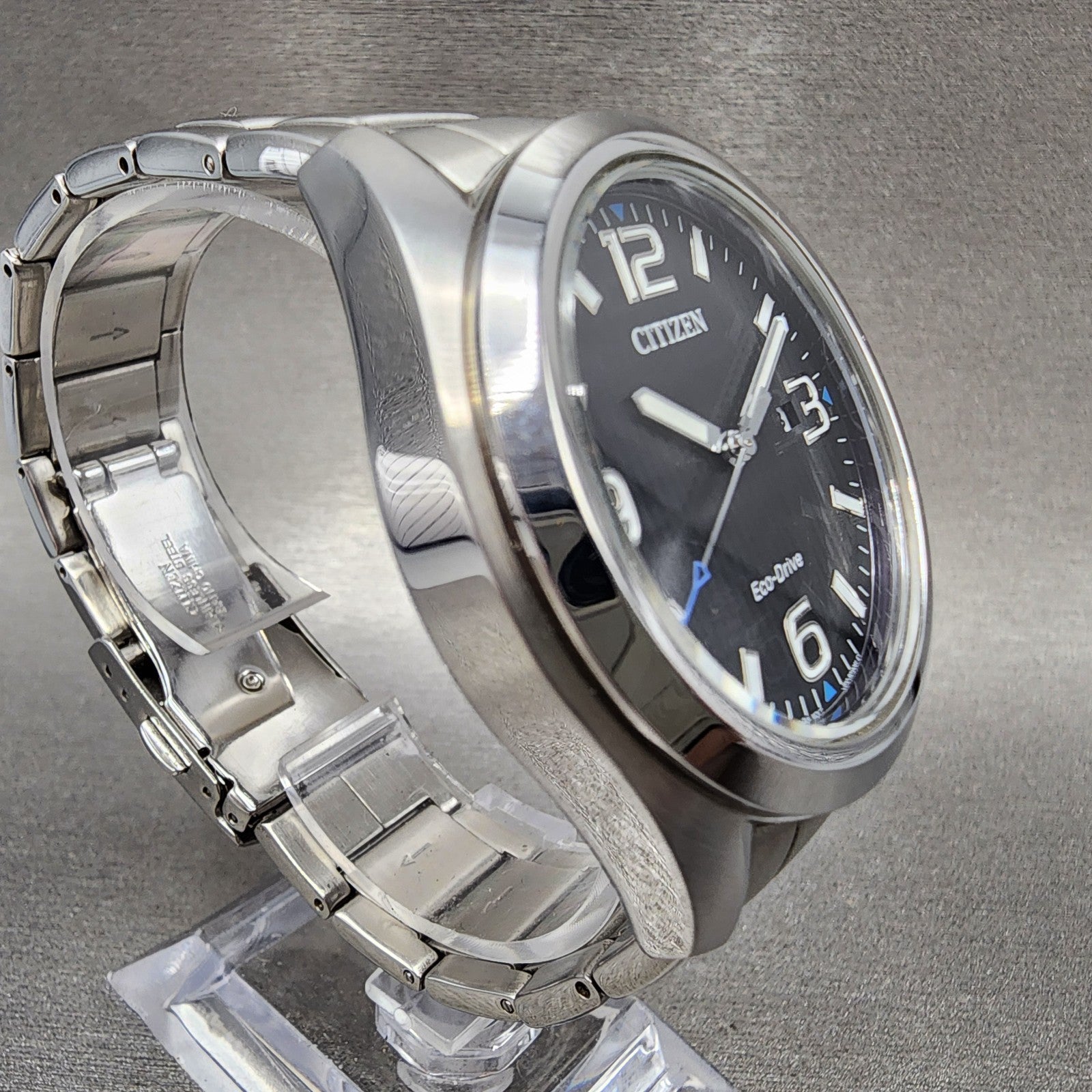 Citizen EcoDrive Watch Men 43mm Black Dial Silver Tone Date J810R006961 Runs5