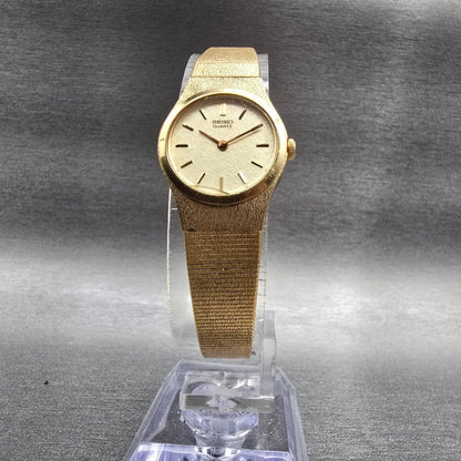 Seiko Watch Women 19mm Champagne Dial Gold Tone Round 2C20-0029 New Battery JP235