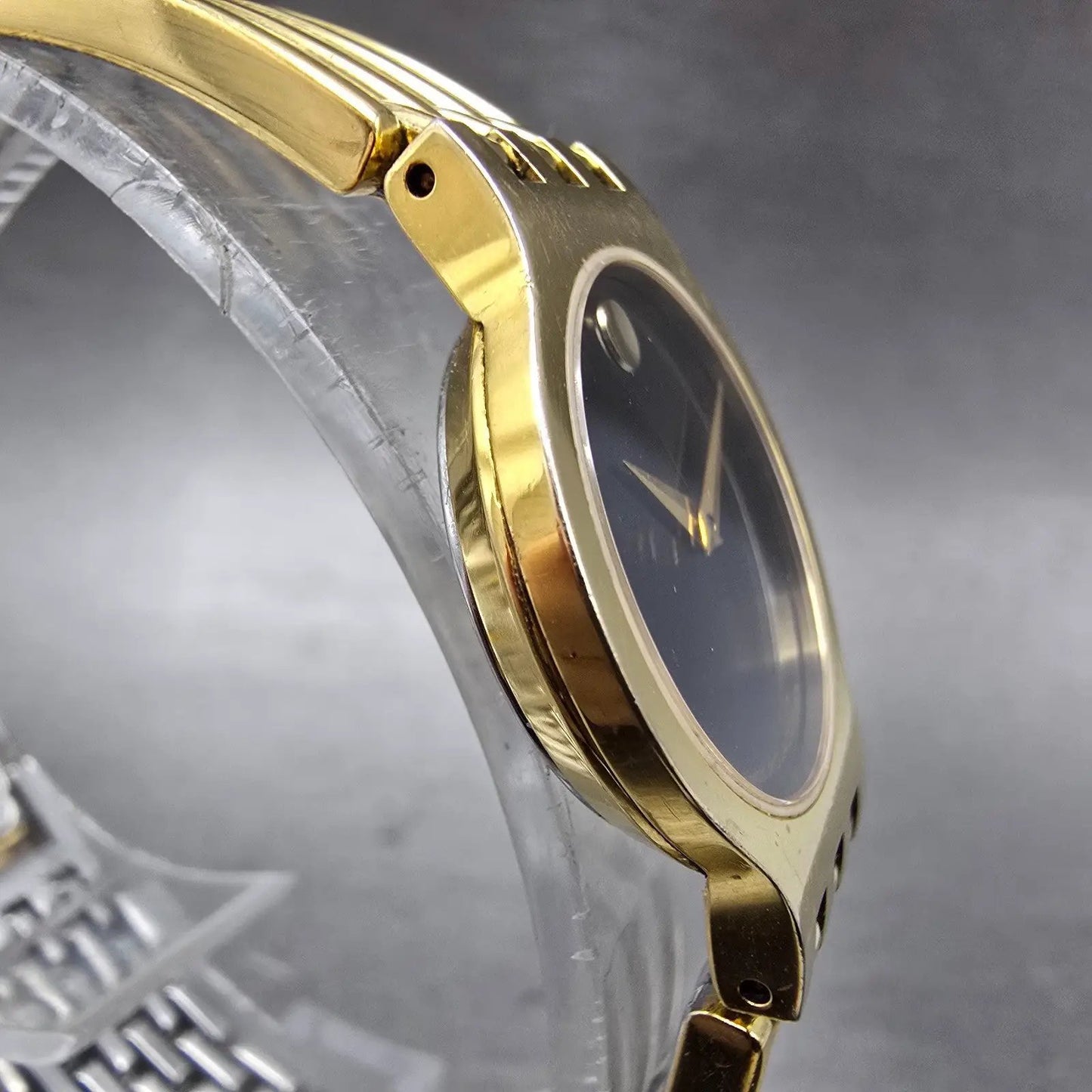 Movado Esperanza Watch Women 23mm Black Dial Gold Tone Round 88 A1 182 New BattL3