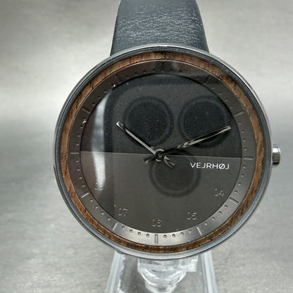Vejrhoj Wood Watch Men 40mm Black Dial Black Tone Round New Battery1