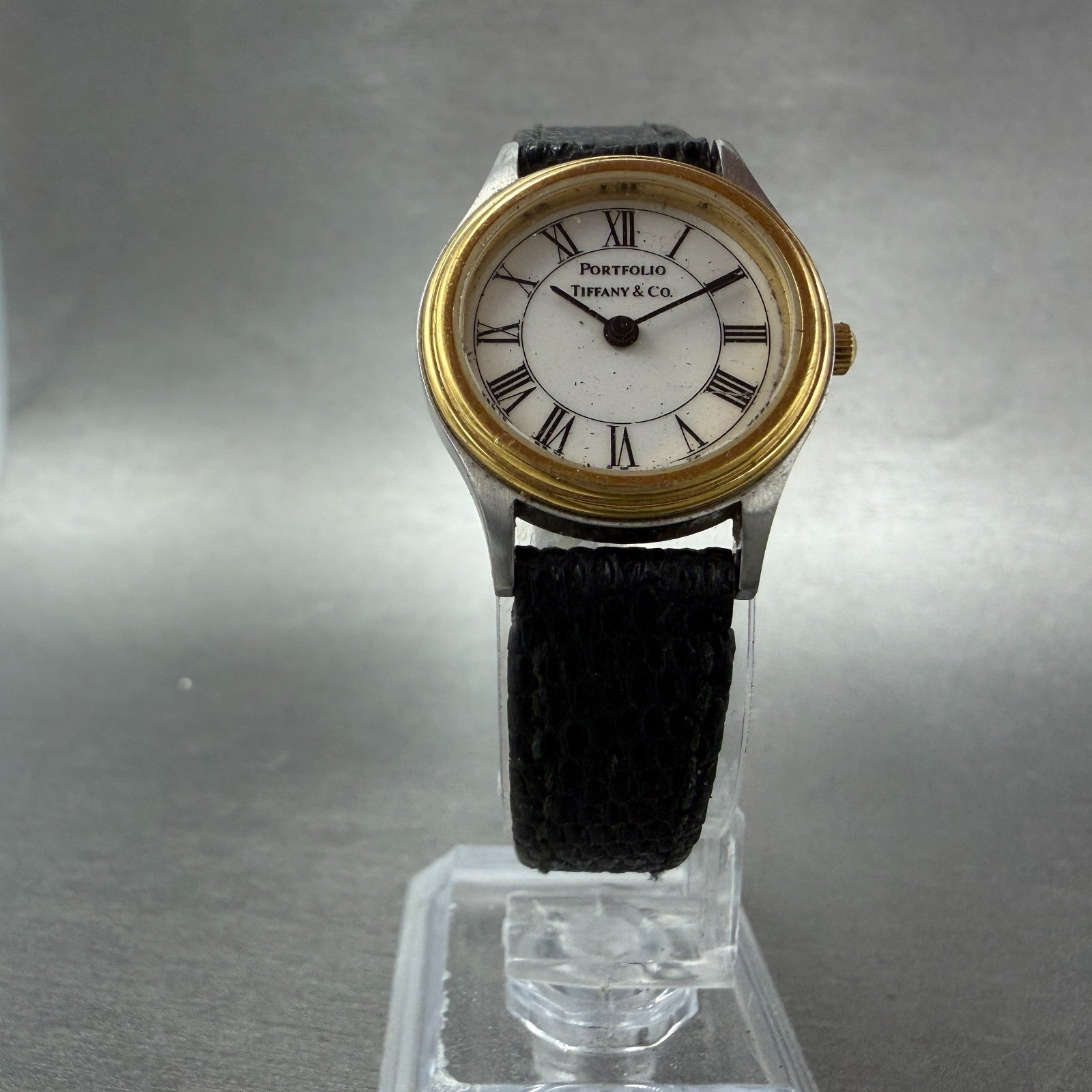 Tiffany Co Portfolio Watch Women 24mm White Dial Two Tone Round NO CASEBACKPARTS6