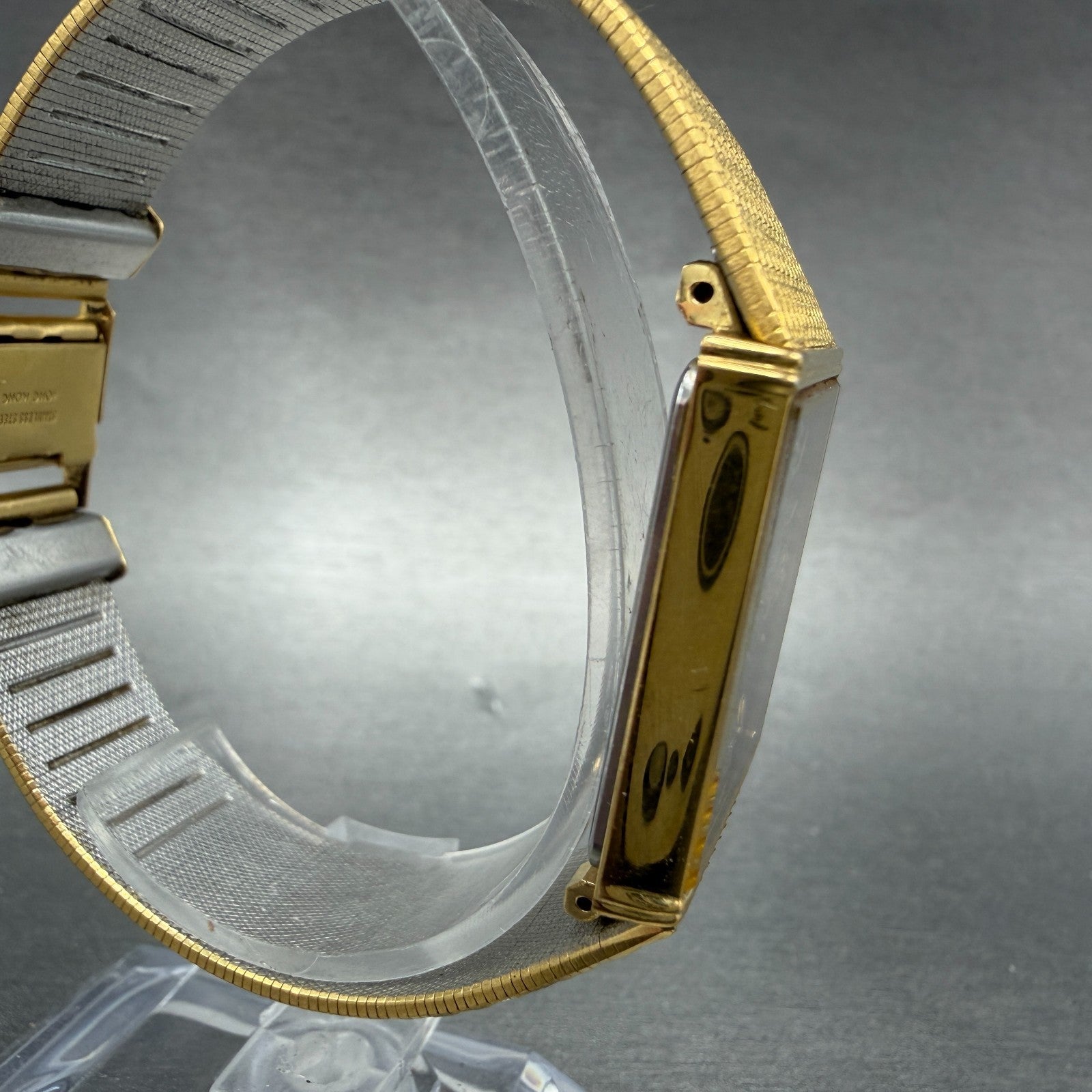 Bulova tank Watch Men 25mm Black Dial gold Tone Rectangle 92R45 New Battery3