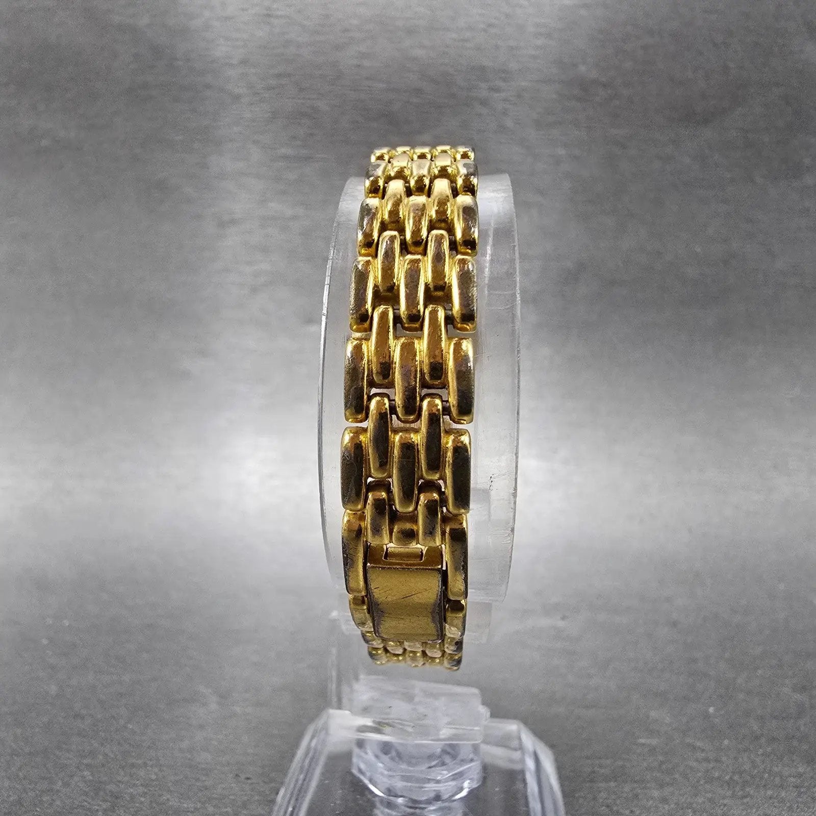 Seiko Watch Women 16mm Black Dial Gold Tone Gemmed Oval 1F20-5G19 New Battery7