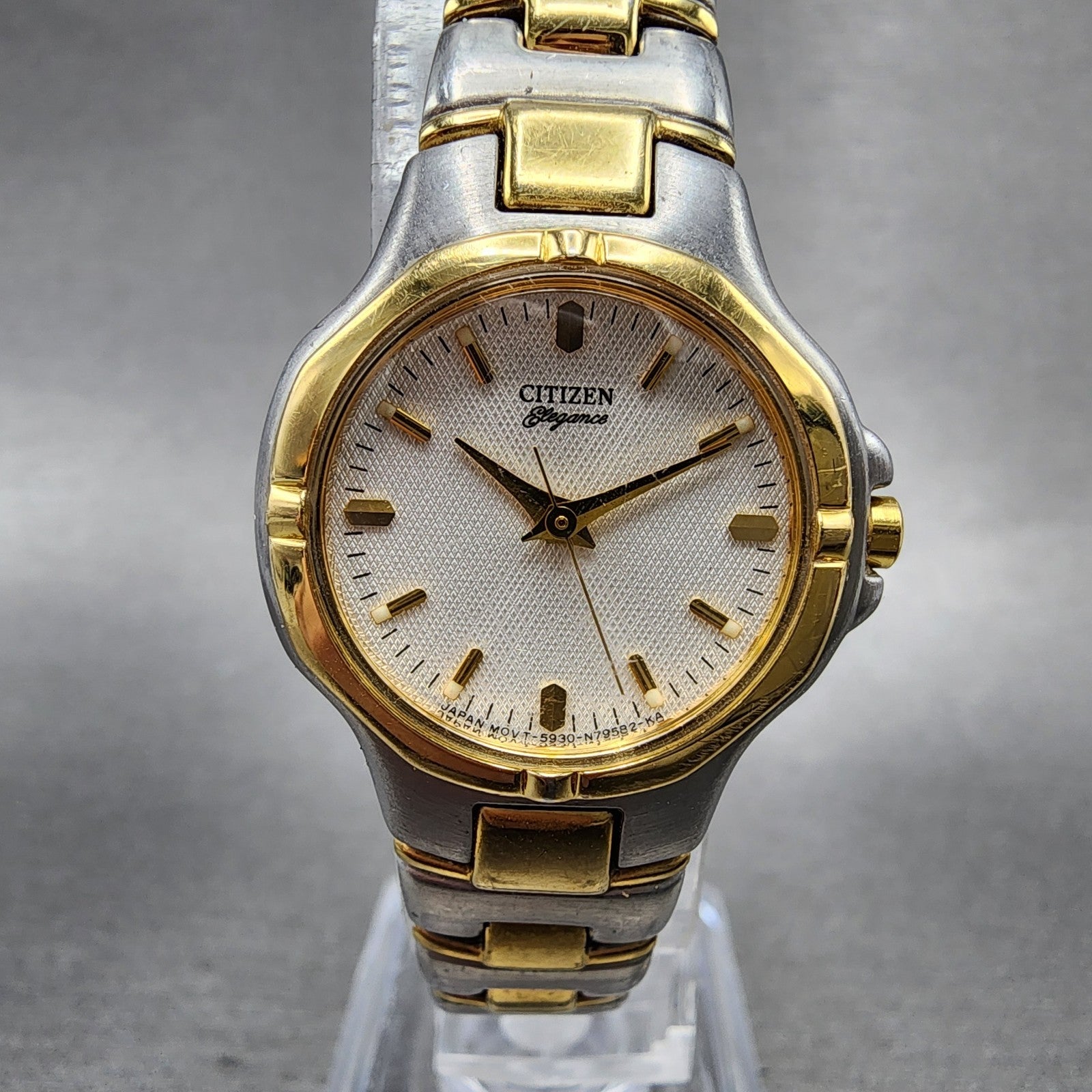 Citizen Elegance Watch Women 24mm Silver Dial Two Tone 5930S65521 New Battery0