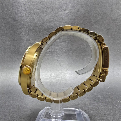 Nixon Sentry Watch Men 42mm Black Dial Gold Tone Daydate Round New Battery6