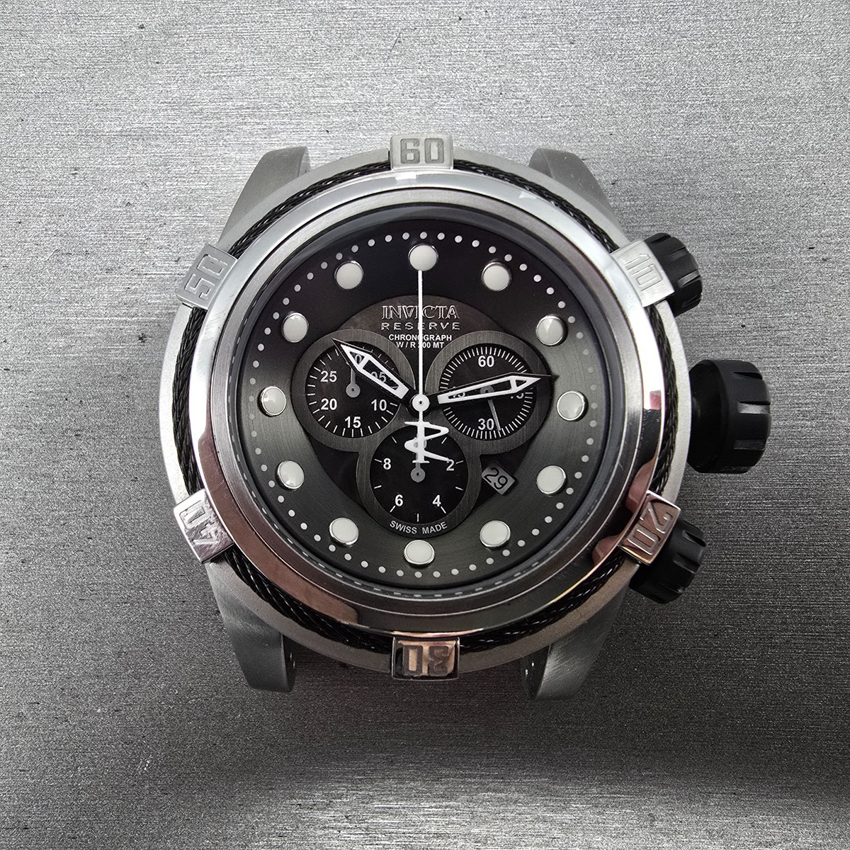 Invicta Reserve Bolt Zeus Chronograph Watch Men 52mm Black Dial Steel Date NewBa0