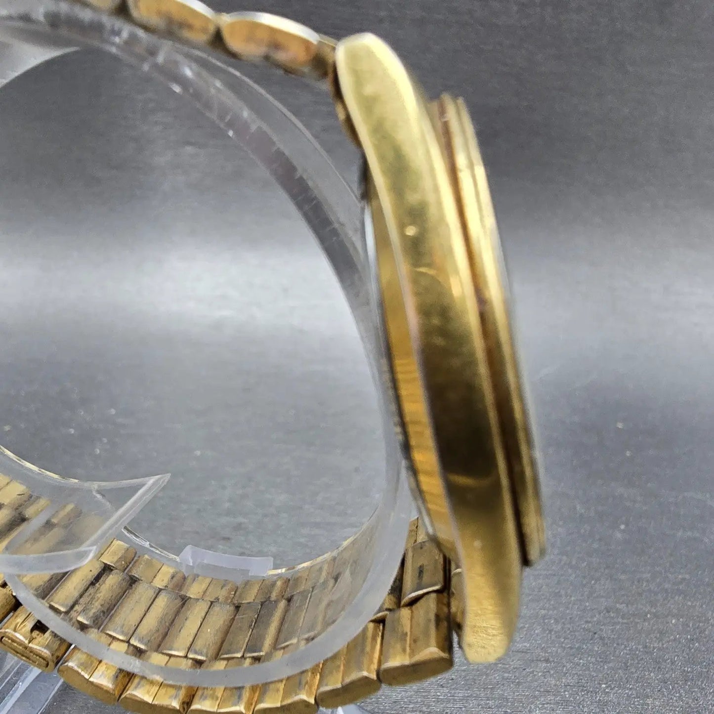 Seiko SQ Watch Men 36mm Silver Dial Gold Tone Daydate Round 5Y23-8180 PARTS VTG4