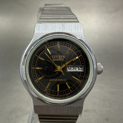Citizen CQ Watch Women 25mm Black Dial Silver Tone Daydate 6000-074807 New Batt0