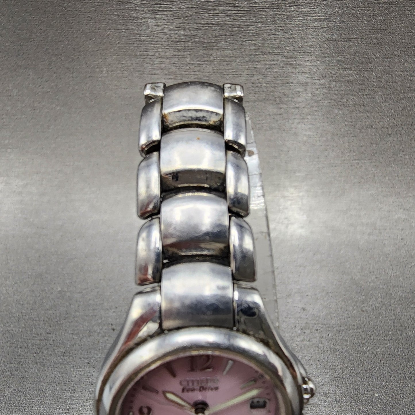 Citizen EcoDrive Watch Women 25mm Pink Dial Steel Date Round Date Round Runs4
