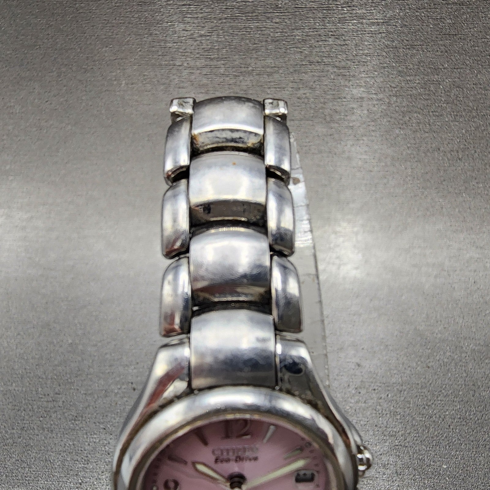 Citizen EcoDrive Watch Women 25mm Pink Dial Steel Date Round Date Round Runs4