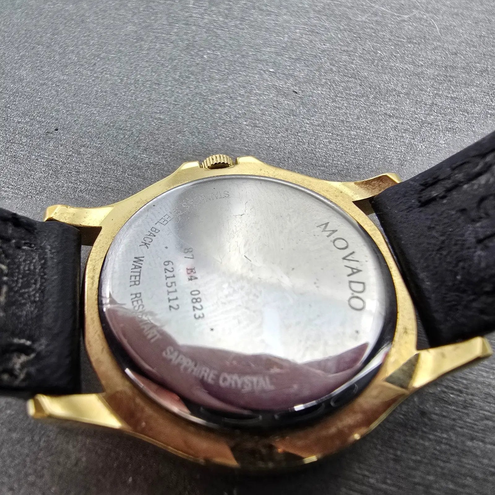 Movado Museum Watch Women 28mm Black Dial Gold Tone Round 87 E4 0823 PARTS10