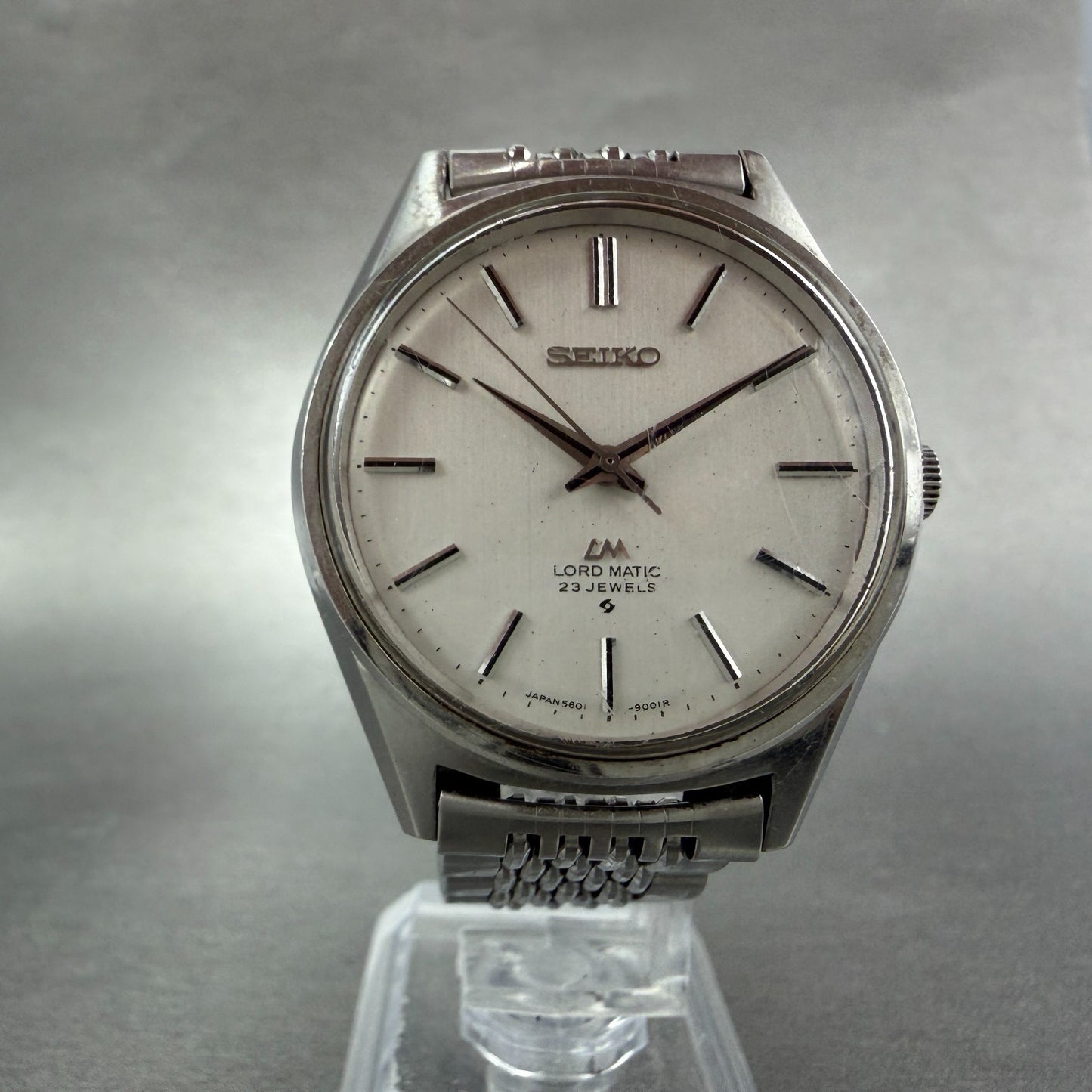 Seiko Lord Matic Watch Men 36mm Silver Dial Silver Tone Round 5601-9000 PARTS6