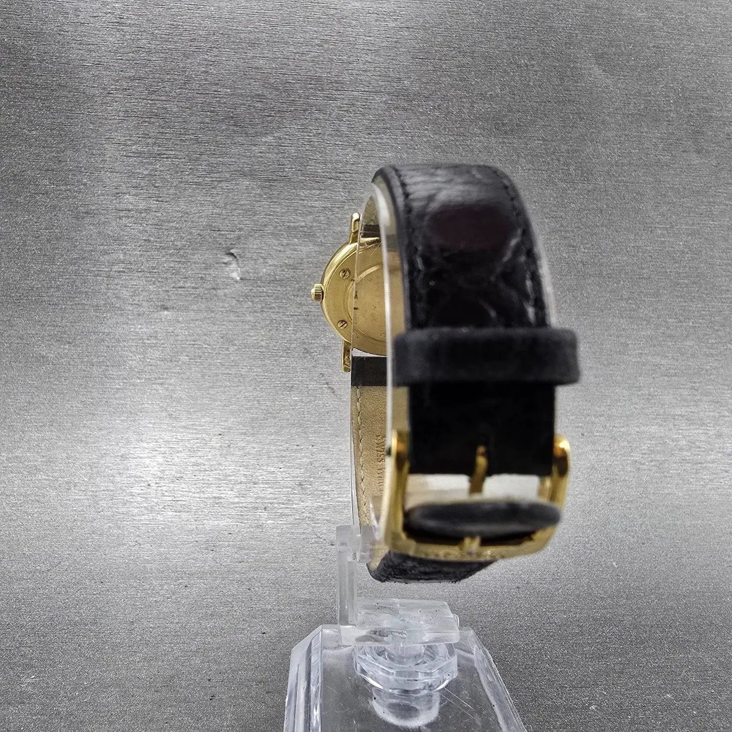 Tissot Carson Watch Women 27mm Gold Dia 18K Gold Case Date T71.3.129.21 New Batt7