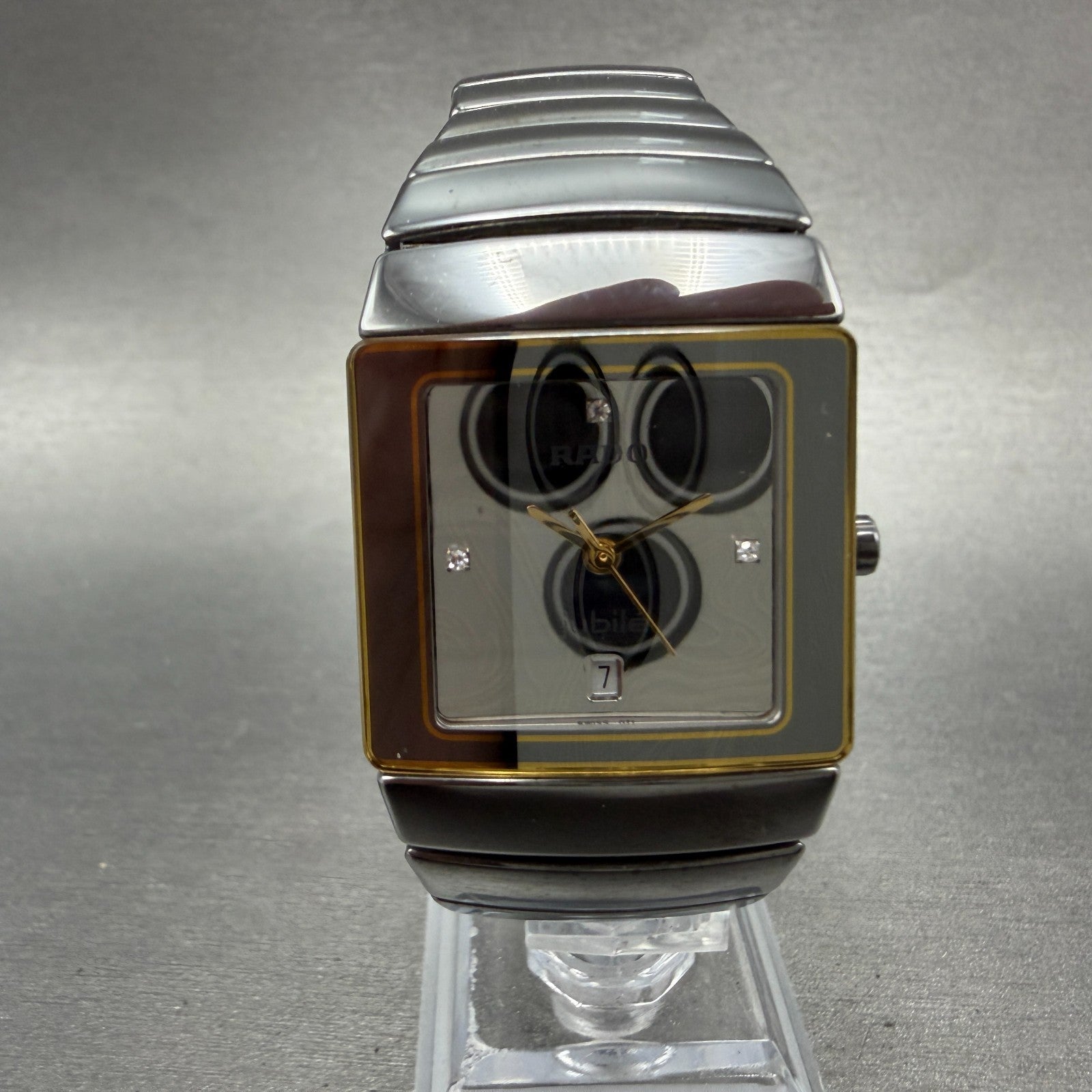 Rado Diastar Jubile Watch Men 29mm Silver Dial Ceramic Date Rectangle NewBattery0