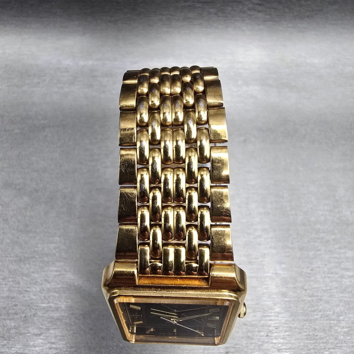 Seiko Tank Watch Men 26mm Black Dial Gold Tone Rectangle V701-5J09 New Battery4