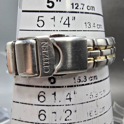 Citizen Eco-Drive Watch Women 25mm Silver Dial Two Tone Date Round Works E010 jp10