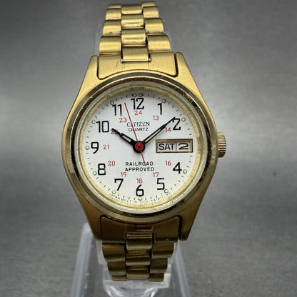 Citizen Railroad Approved Watch Women 25mm White Dial Gold Tone Daydate New Batt0