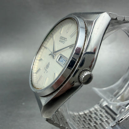 Seiko Type II Watch Men 36mm Silver Dial Silver Tone Daydate 7546-7000 New Batt2
