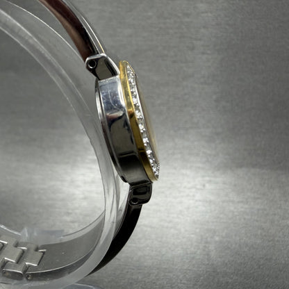 Bulova Watch Women 21mm White Dial Two Tone Crystal Bezel 98X000 New Battery3
