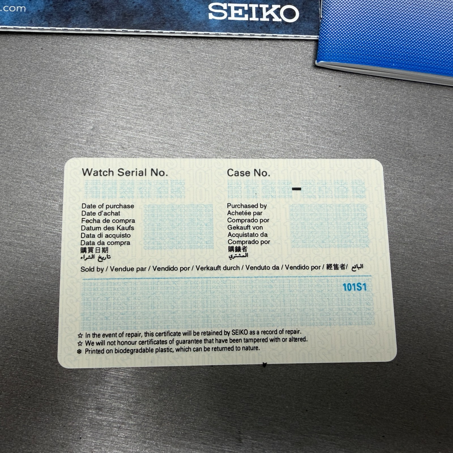 Seiko Presentation Watch Box Case Blue Cardboard W/Manuals Pillow P57