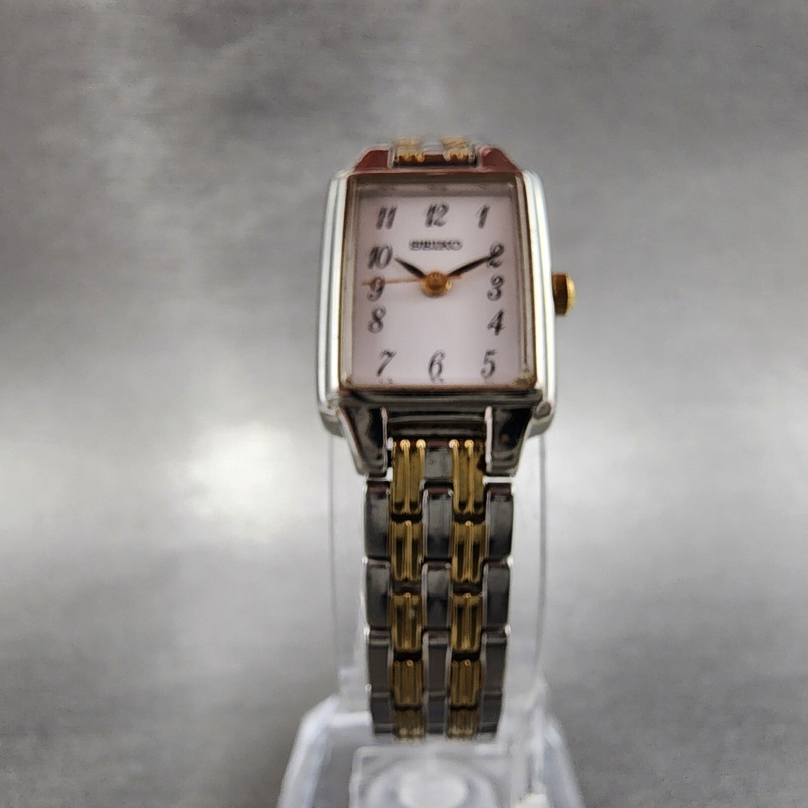 Seiko Watch Women 16mm White Dial Two Tone Rectangle 1N010FH0 New Battery5