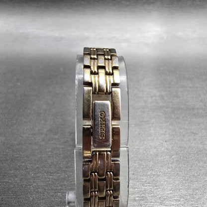 Seiko Watch Women 16mm Gold Dial Gold Tone Rectangle 1N01-0FH0 New Battery JP347