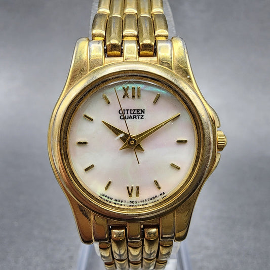 Citizen Watch Women 23mm MOP Dial Gold Tone Round 6031-352543 New Battery