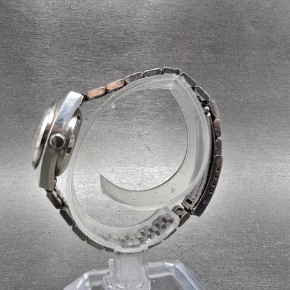 Seiko Automatic Watch Women 24mm Purple Dial Silver Tone Date 2205-0679 Runs VTG7