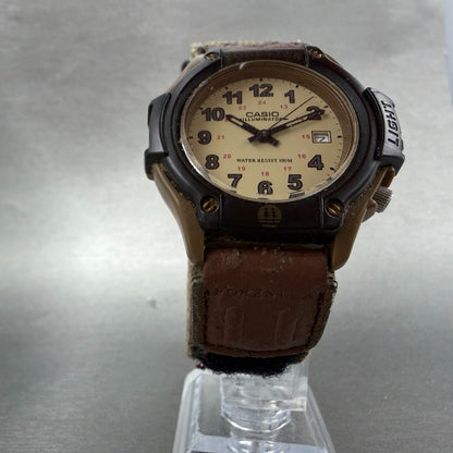 Casio FT-500W Watch Men 42mm Analog Digital Cream Dial Brown Case New Batt5