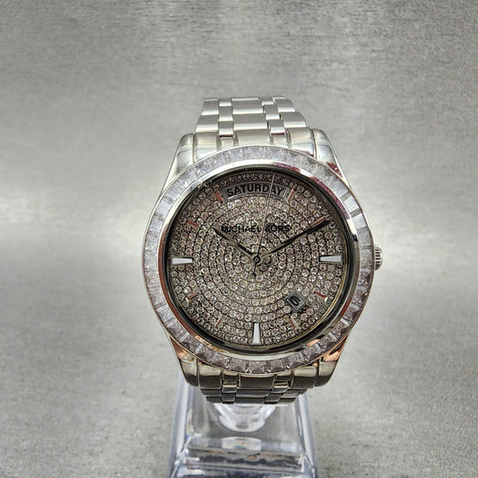 Michael Kors Kiley Watch Women 35mm Crystal Dial & Bezel Dadyate Silver Tone0