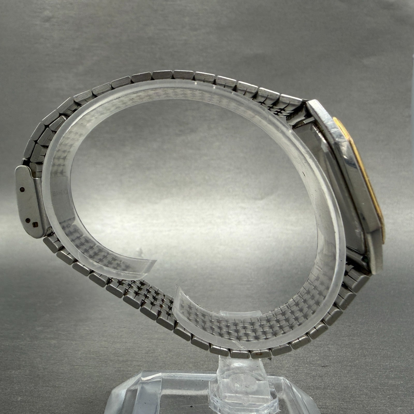 Seiko Watch Men 28mm Silver Dial Two Tone Octagon 6531-5010 Vintage PARTS9