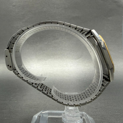 Seiko Watch Men 28mm Silver Dial Two Tone Octagon 6531-5010 Vintage PARTS9