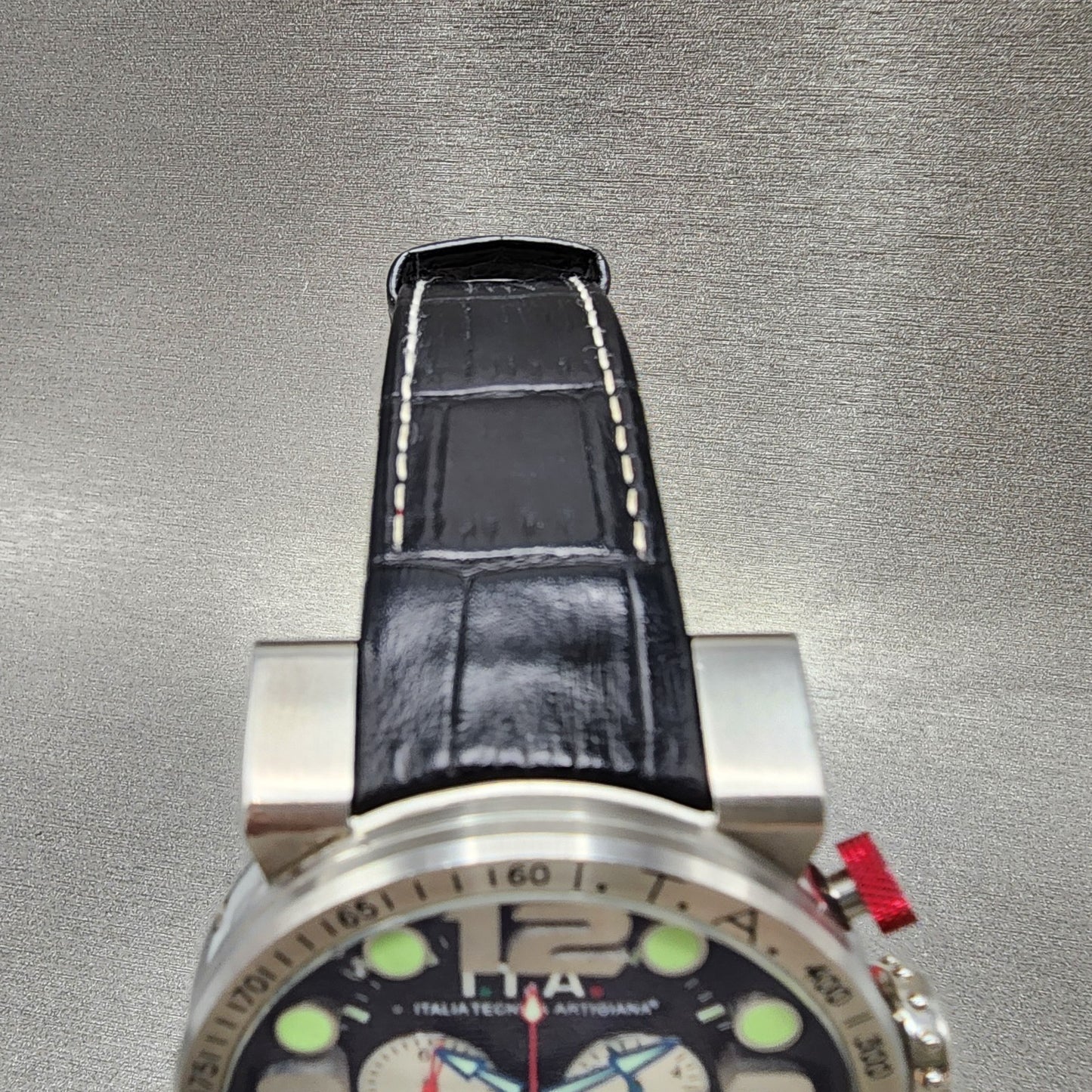 ITA Orologio B.Compax 2.0 Watch Men 47mm Black Dial Silver Tone Chrono New Batt5