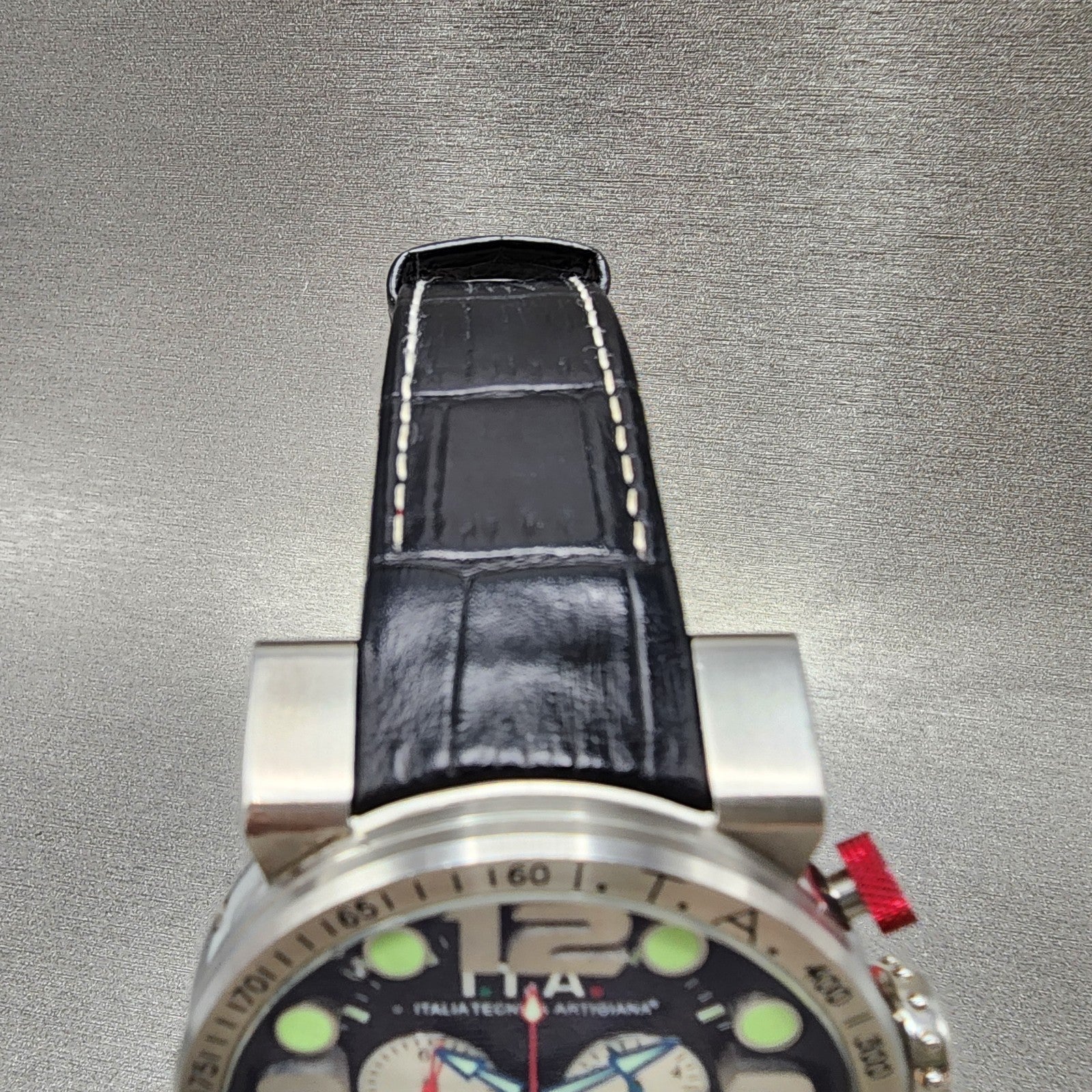 ITA Orologio B.Compax 2.0 Watch Men 47mm Black Dial Silver Tone Chrono New Batt5
