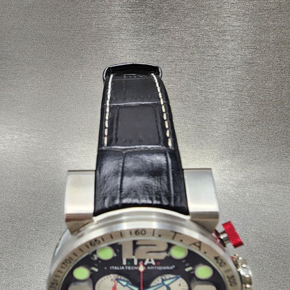 ITA Orologio B.Compax 2.0 Watch Men 47mm Black Dial Silver Tone Chrono New Batt5