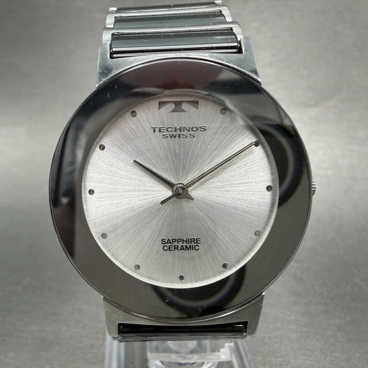 Technos Watch Men 33mm Silver Dial Silver Tone Round TBM674 New Battery0