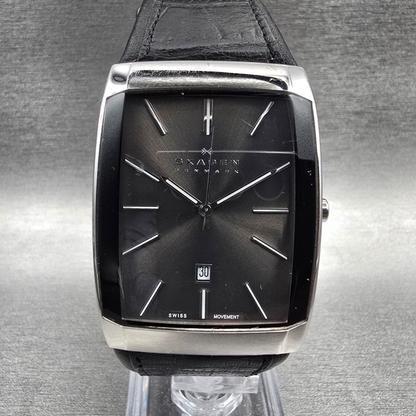 Skagen Watch Men 32mm Gray Dial Silver Tone Date Rectangle 984LSLB New Battery0