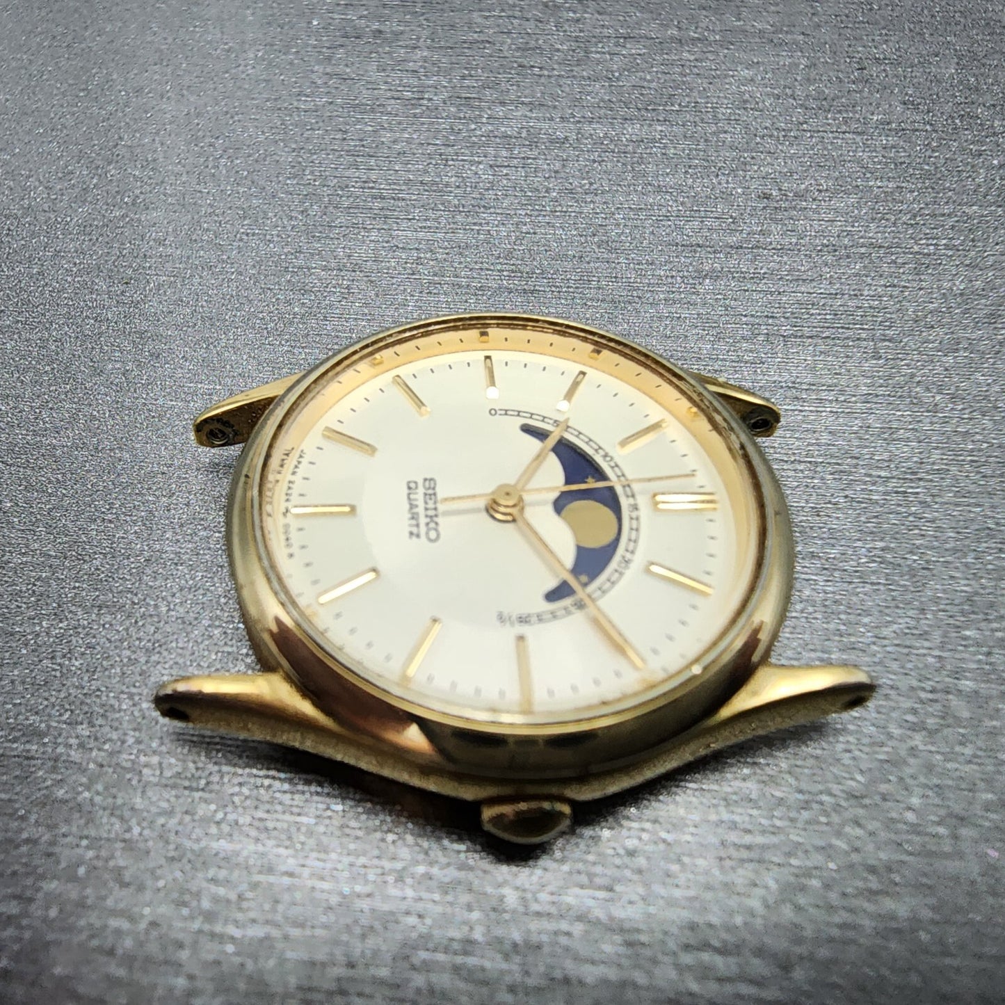 Seiko Moon Phase Watch Women 24mm White Dial Gold Tone Round 2A240048 PARTS6
