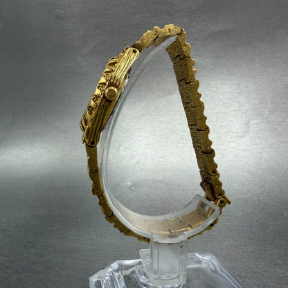 Elgin Watch Women 26mm Black Dial Gold Nugget Case Tone New Battery VTG KLJ6