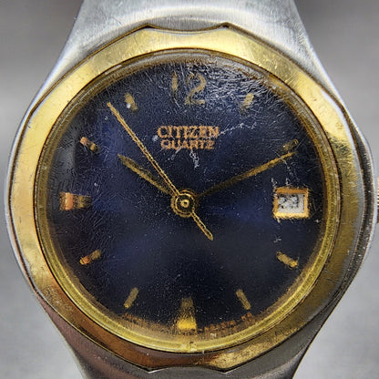 Citizen Watch Women 25mm Blue Dial Two Tone Date Round 1012S76183 New Battery1
