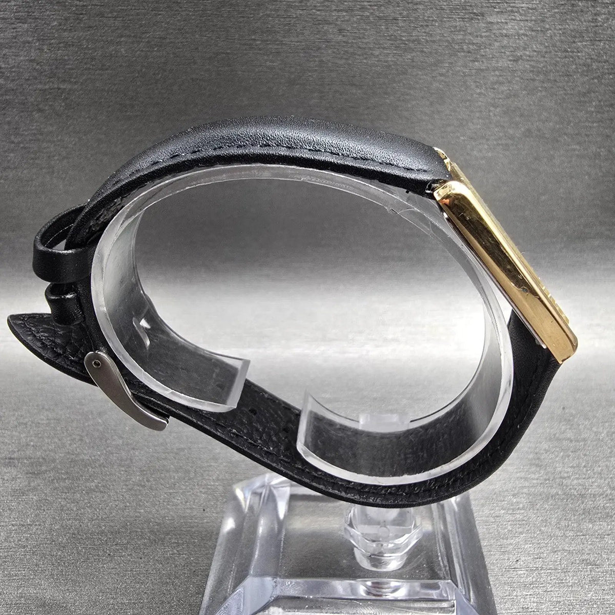 Seiko Tank Watch Men 25mm Gold Dial Gold Tone Rectangle 7N00-5B20 New Battery J8
