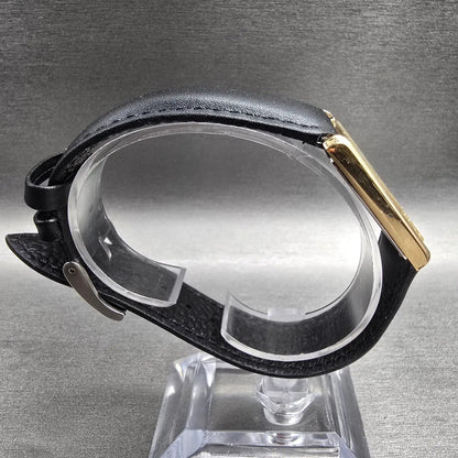 Seiko Tank Watch Men 25mm Gold Dial Gold Tone Rectangle 7N00-5B20 New Battery J8