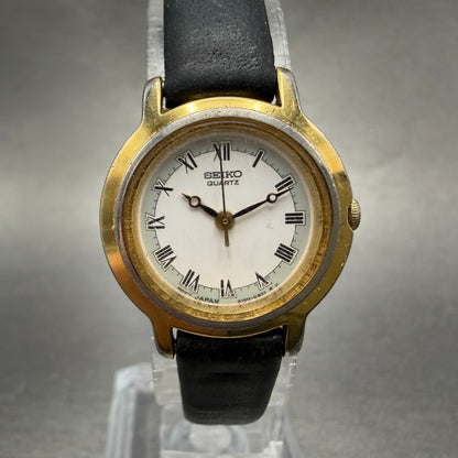 Seiko Watch Women 22mm White Dial Gold Tone Round 4N01-0441 New Battery Vintage0